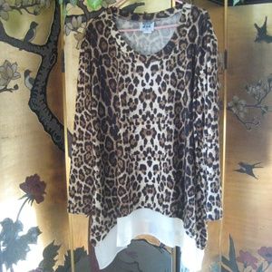 Leopard Lightweight Sweater Chiffon Trim 4X Shark